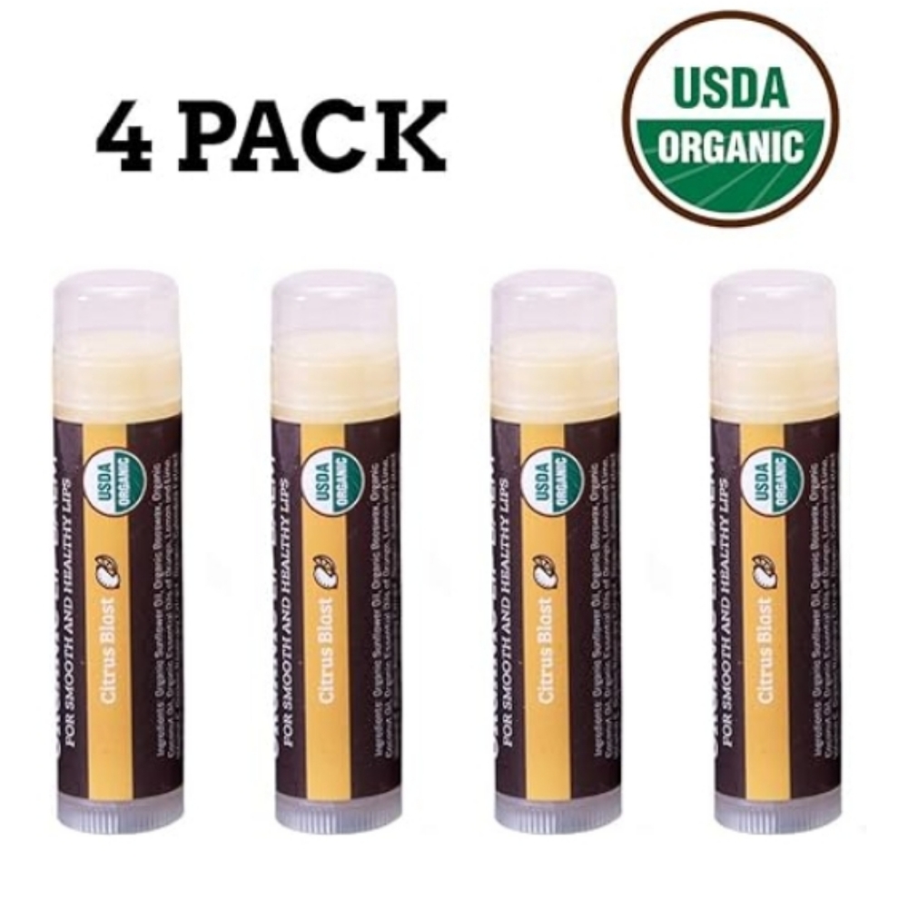 4 Pack Organic Best Lip Balm Repair Chapstick for Dry Cracked Lips